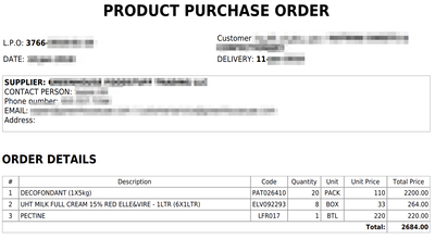 Product Purchase Order